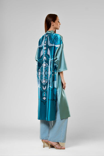DREAMER`S KIMONO IN BLUE-GREEN